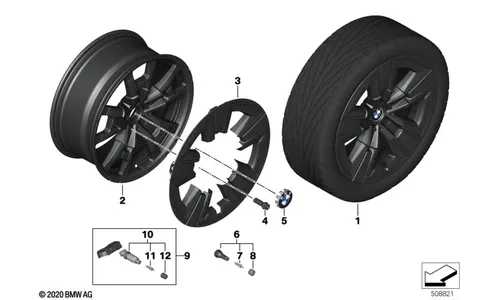 Диск колесный аэродинамический дизайн 842, Jet Black, однотонный черный, 7,5J×19, ET32 для BMW X3 G01 и X4 G02, оригинал — фото 1