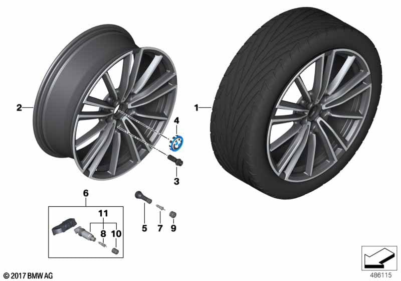 Диск колесный многоспицевый дизайн 516, двухцветный, 8,5J×20, ET50 для BMW i8 i12/i15, оригинал — фото 1