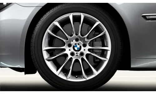 Диск колесный M V-образные спицы 302, серебристый, 9,5J×19, ET39 для BMW 5-й серии F07 и 7-й серии F01/F04/F02, оригинал — фото 1