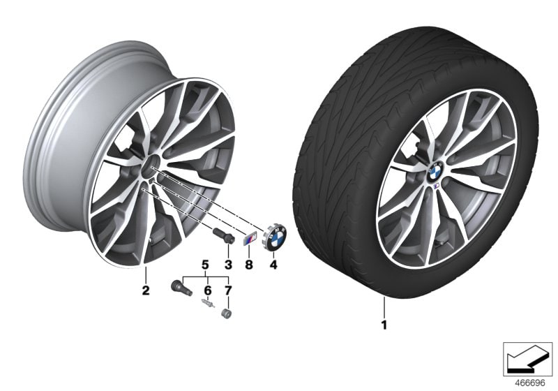Диск колесный M сдвоенные спицы 680, Ferric Grey, 8,5J×20, ET38 для BMW X3 F25 и X4 F26, оригинал — фото 1