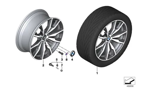 Диск колесный M сдвоенные спицы 680, Ferric Grey, 8,5J×20, ET38 для BMW X3 F25 и X4 F26, оригинал — фото 1
