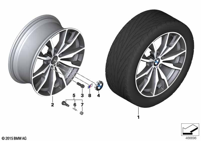 Диск колесный M сдвоенные спицы 680, Ferric Grey, 10,0J×20, ET51 для BMW X3 F25 и X4 F26, оригинал — фото 1
