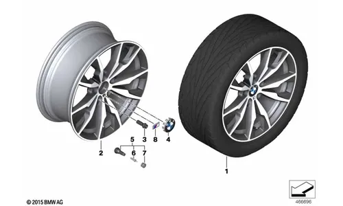 Диск колесный M сдвоенные спицы 680, Ferric Grey, 10,0J×20, ET51 для BMW X3 F25 и X4 F26, оригинал — фото 1