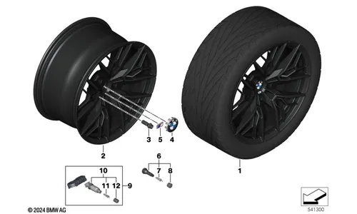 Диск колесный сдвоенные спицы 1075M, Jet Black, матовый черный, 10,5J×20, ET28 для BMW M5 G90/G99, оригинал — фото 1