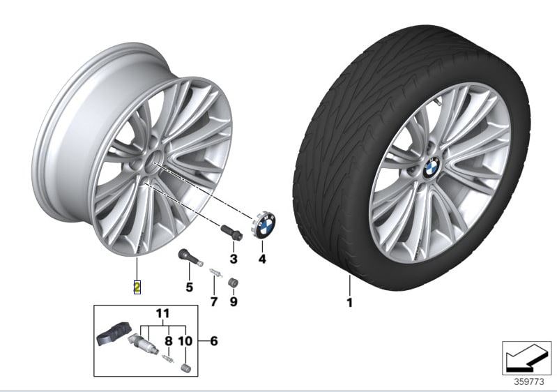 Диск колесный Individual V-образные спицы 626, Ferric Grey, 8,5J×19, ET47 для BMW 3-й серии F30/F31 и 4-й серии F33/F32/F36, оригинал — фото 1