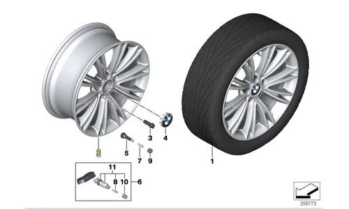 Диск колесный Individual V-образные спицы 626, Ferric Grey, 8,5J×19, ET47 для BMW 3-й серии F30/F31 и 4-й серии F33/F32/F36, оригинал — фото 1