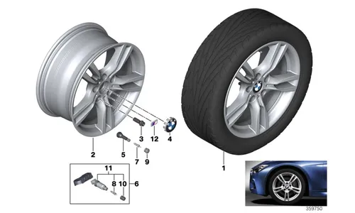 Диск колесный M звездообразные спицы 400, Ferric Grey, 8,0J×18, ET34 для BMW 3-й серии F34/F30/F31 и 4-й серии F33/F32/F36, оригинал — фото 1