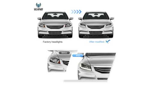 Фары VLAND LED двойной луч проектор для Honda Accord 8 (2008-2012) — фото 6