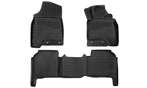 Коврики 3D в салон подходят для TOYOTA Land Cruiser 200 рест. 2012-, правый руль, 3шт. (черный, полиуретан) / Тойота Ленд крузер — фото 1