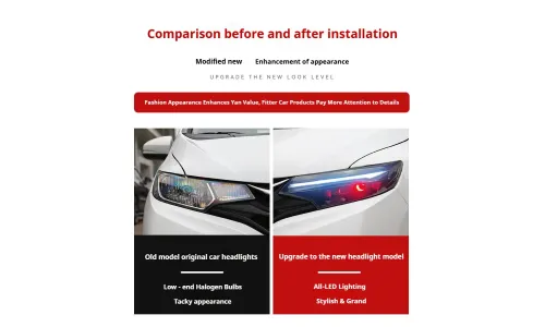 Фары передние LED с ходовыми огнями для Honda Fit GK5 (2014-2020), комплект, комплект, FT Carlight Carlight — фото 7