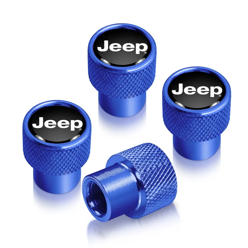 Колпачки ниппелей Jeep на черном фоне в синем корпусе — фото 1