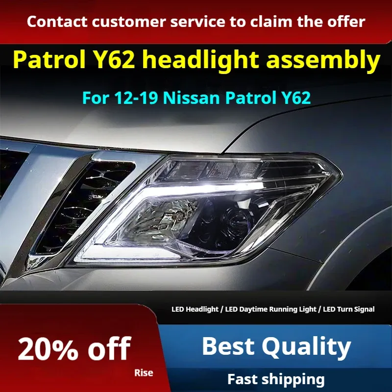 Фары передние LED с ходовыми огнями для Nissan Patrol Y62 (2012-2019), комплект, комплект, FT Carlight Carlight — фото 2