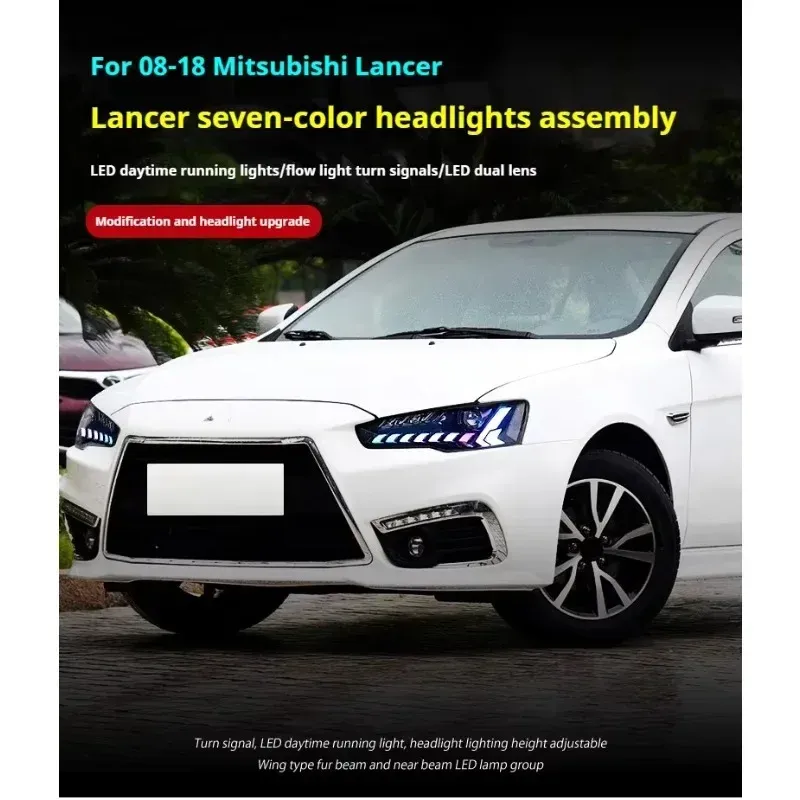 Фары передние LED с ходовыми огнями RGB для Mitsubishi Lancer (2008-2018), комплект, FT Carlight — фото 4