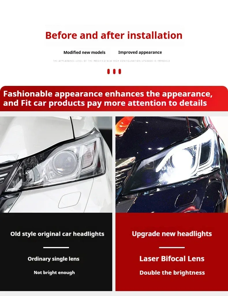 Фары передние LED с ходовыми огнями для Toyota Crown (2015-2018), комплект, FT Carlight — фото 6