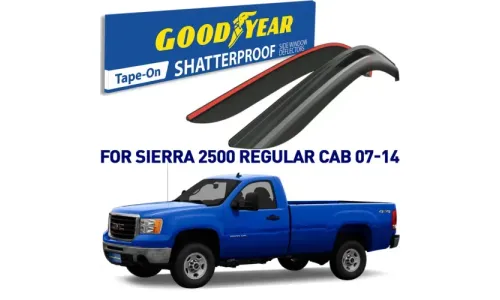 Дефлекторы боковых окон 2007-2014 GMC Sierra Regular Cab, накладные, GoodYear — фото 1