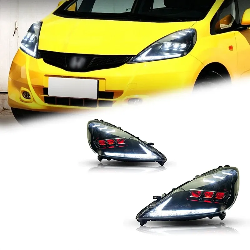 Фары передние LED с ходовыми огнями для Honda Fit Jazz GK5 (2008-2013), комплект, комплект, FT Carlight Carlight — фото 1