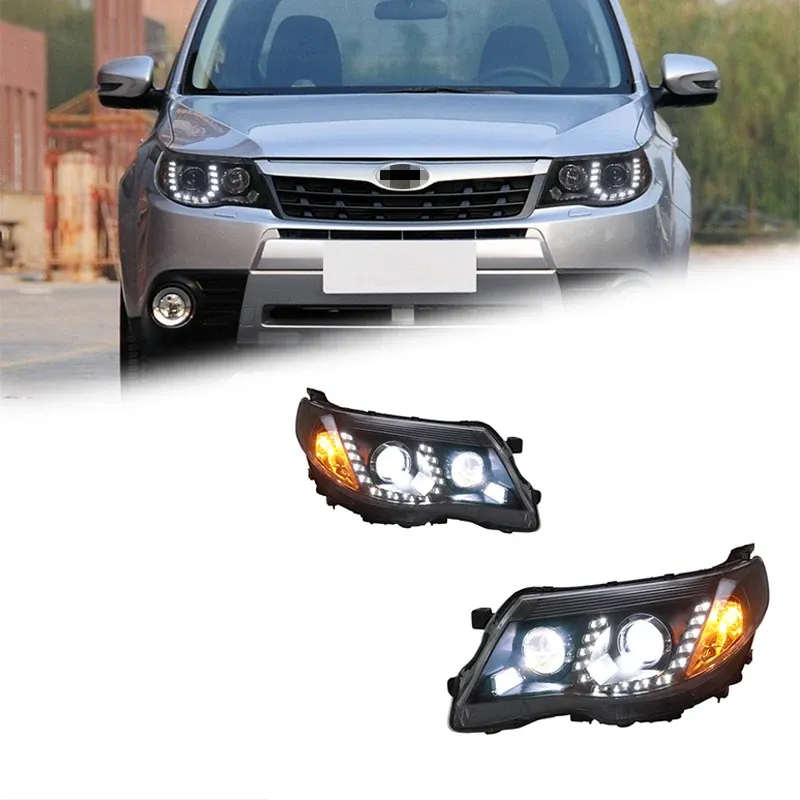 Фары передние LED с ходовыми огнями для Subaru Forester (2008-2012), комплект, FT Carlight — фото 1