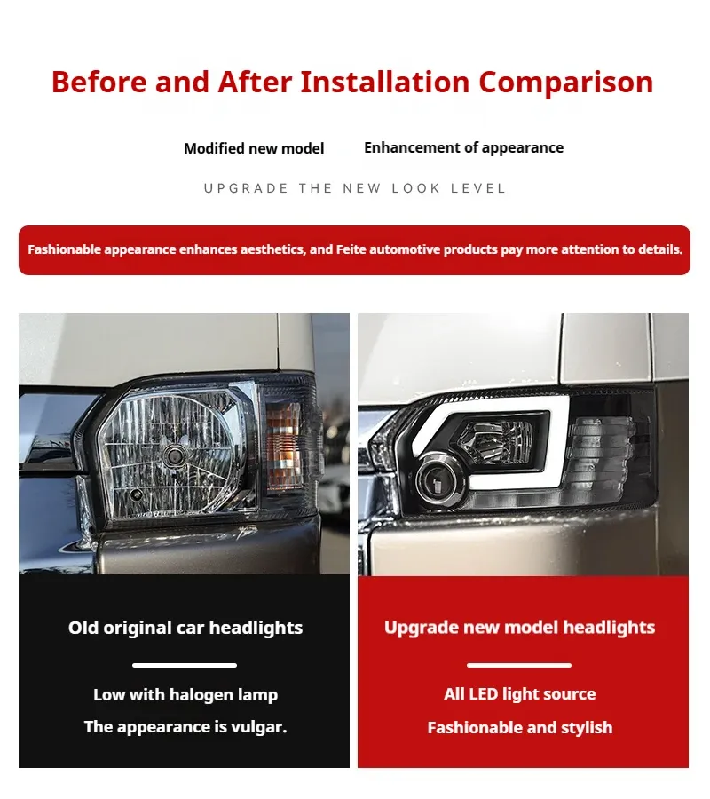 Фары передние LED с ходовыми огнями для Toyota Hiace (2005-2018), комплект, комплект, FT Carlight Carlight — фото 7