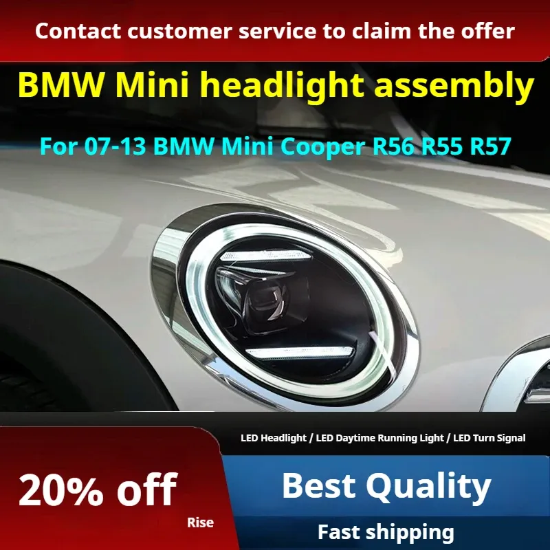 Фары передние LED с ходовыми огнями для Mini Cooper R56/R55/R57 (2007-2013), комплект, комплект, FT Carlight Carlight — фото 2
