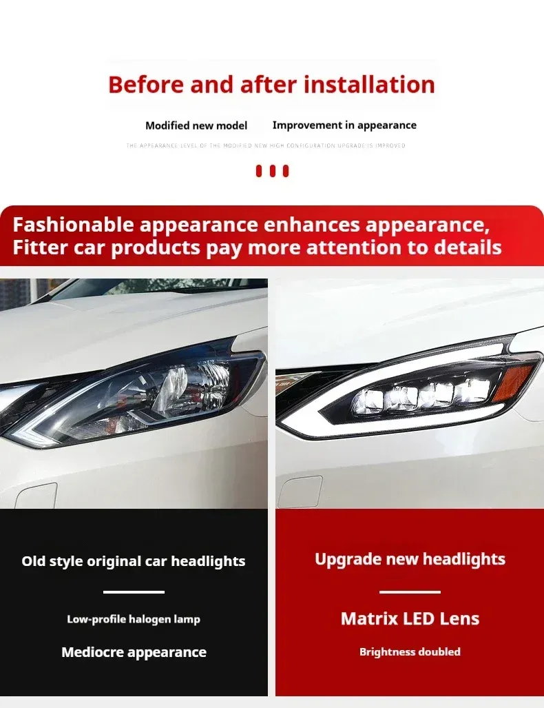 Фары передние LED с ходовыми огнями для Nissan Sylphy (2016-2022), комплект, FT Carlight — фото 7