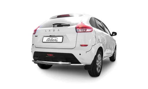 Защита заднего бампера d42 + d42 двойная Arbori нержавеющая сталь для LADA Xray 2015-нв / Лада Иксрей — фото 1
