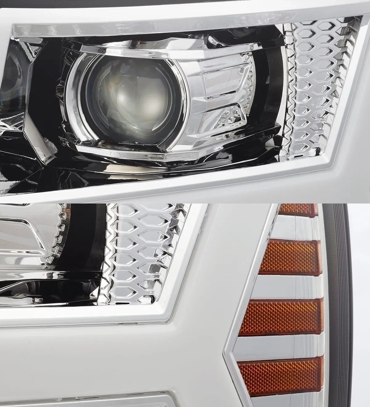 Фары проекторные светодиодные Chrome LUXX для Chevy Silverado 2007–2013, AlphaRex — фото 4