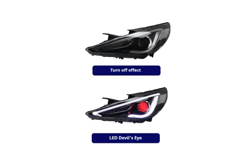 Фары передние LED с ходовыми огнями Devil Eyes для Hyundai Sonata (2011-2015), комплект, комплект, FT Carlight Carlight — фото 6