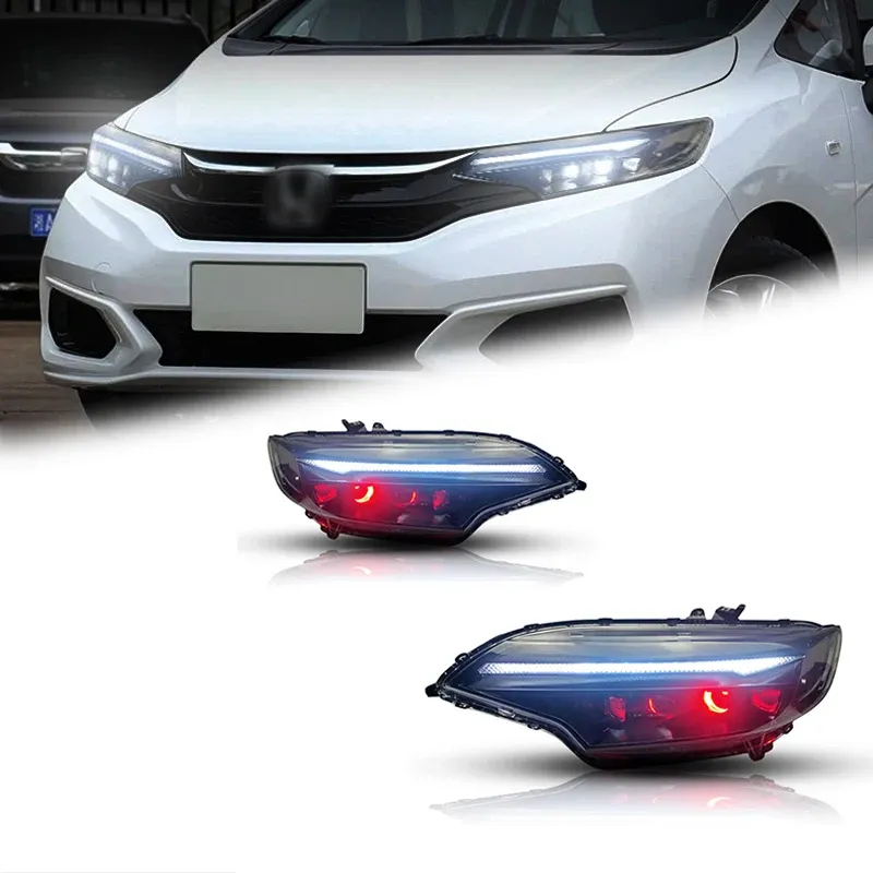 Фары передние LED с ходовыми огнями для Honda Fit GK5 (2014-2020), комплект, комплект, FT Carlight Carlight — фото 1