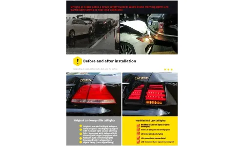 Задние LED-фонари динамический поворотник для Toyota Crown 12 (2003-2009), комплект, комплект, FT Carlight Carlight — фото 6