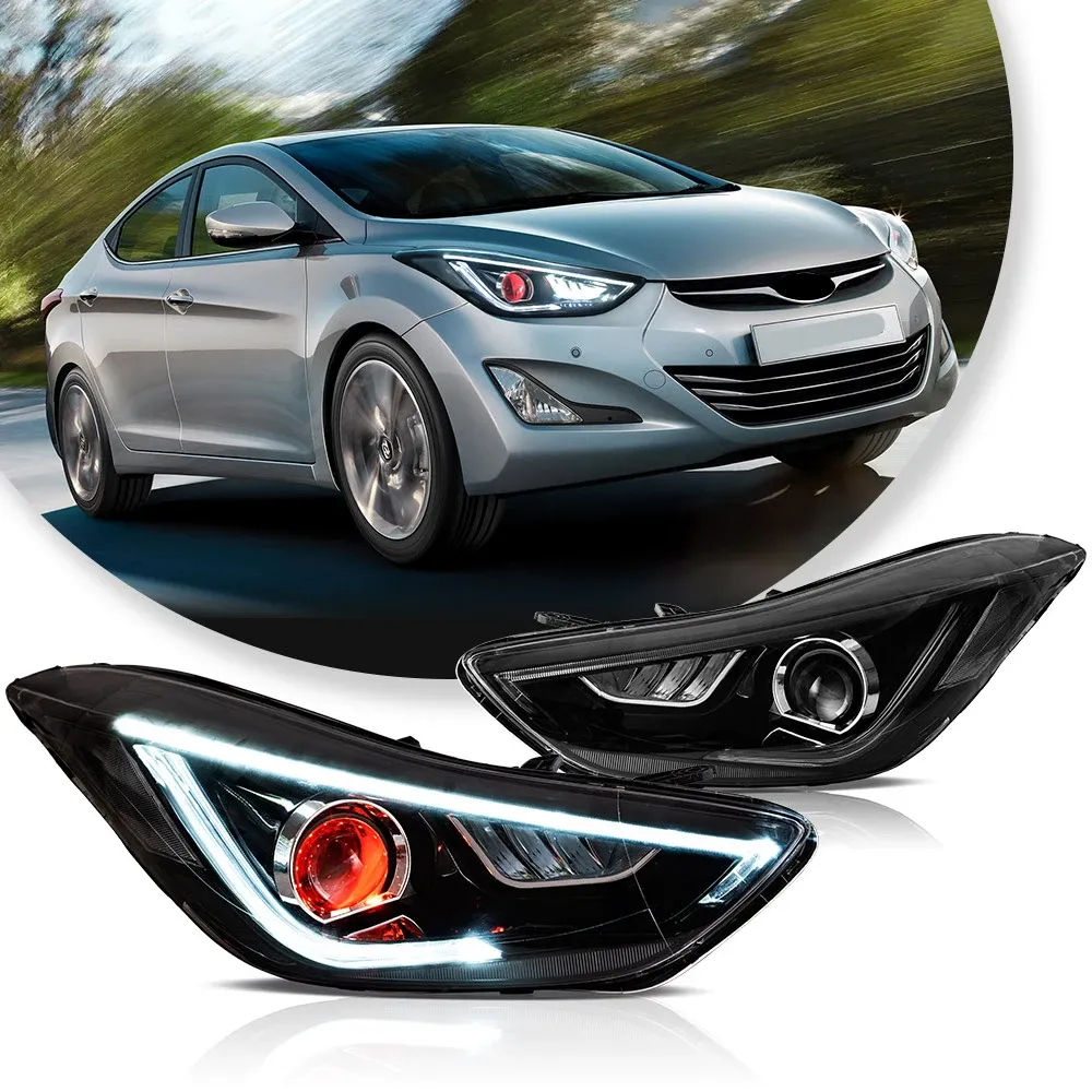 Фары VLAND двойной проектор демонические глаза черные для Hyundai Elantra MD/UD/JK (2011-2015) — фото 2