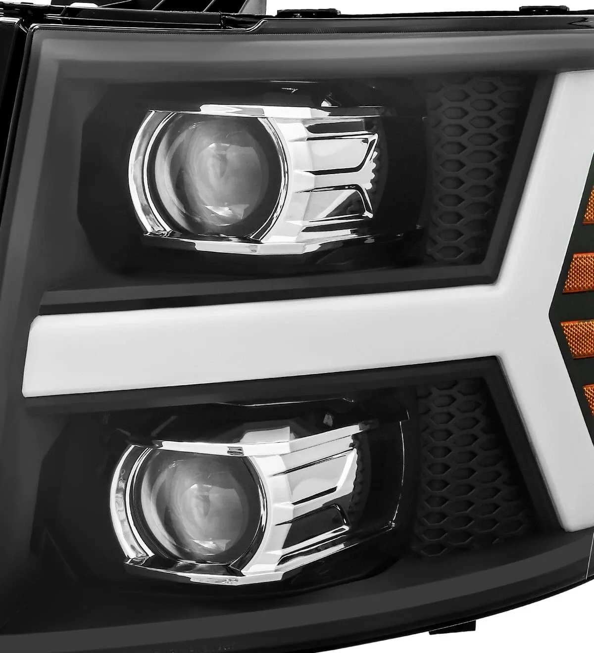 Фары проекторные Base Version Black для Chevy Silverado 2007–2013, AlphaRex — фото 3