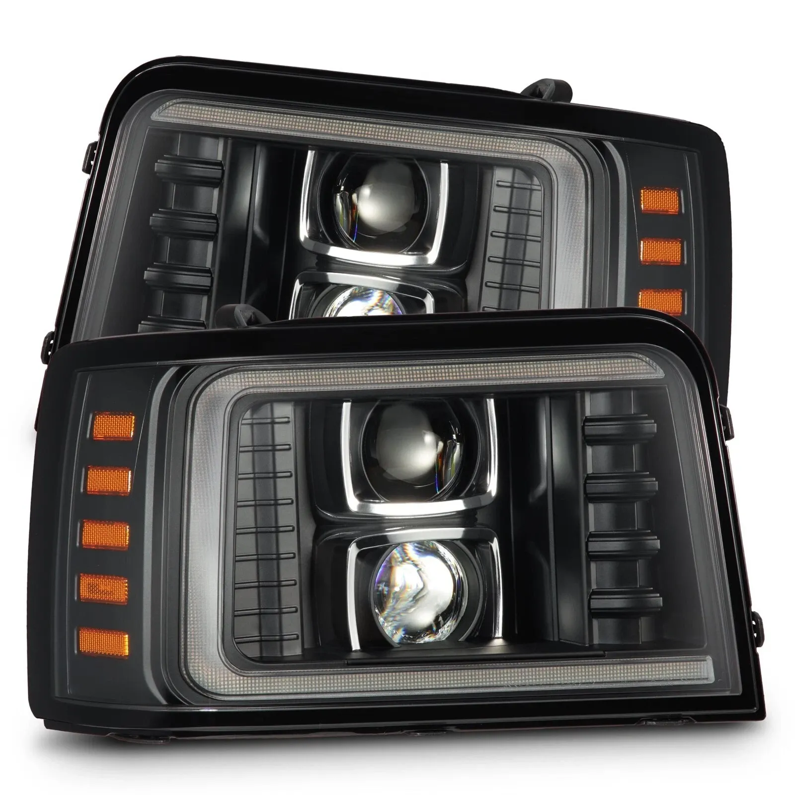 Фары проекторные светодиодные Black LUXX для Ford F-150/250/350 Bronco 1992–1996, AlphaRex — фото 2