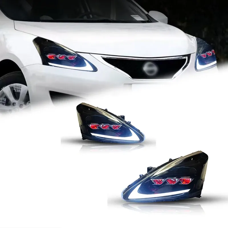 Фары передние LED с ходовыми огнями для Nissan Tiida (2011-2015), комплект, комплект, FT Carlight Carlight — фото 1