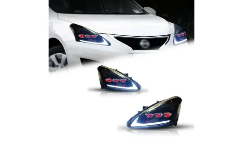 Фары передние LED с ходовыми огнями для Nissan Tiida (2011-2015), комплект, комплект, FT Carlight Carlight — фото 1