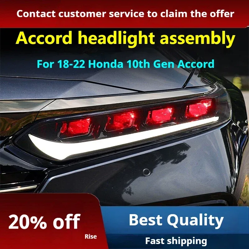 Фары передние LED с ходовыми огнями для Honda Accord 10 (2018-2023), комплект, комплект, FT Carlight Carlight — фото 2