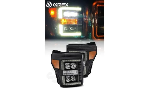 Фары проекторные светодиодные Black NOVA для Ford F-250/350/450 2011–2016, AlphaRex — фото 1