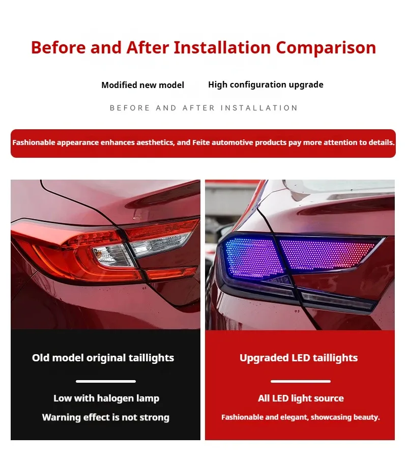 Задние LED-фонари RGB динамический поворотник для Honda Accord 10 (2018-2022), комплект, комплект, FT Carlight Carlight — фото 7