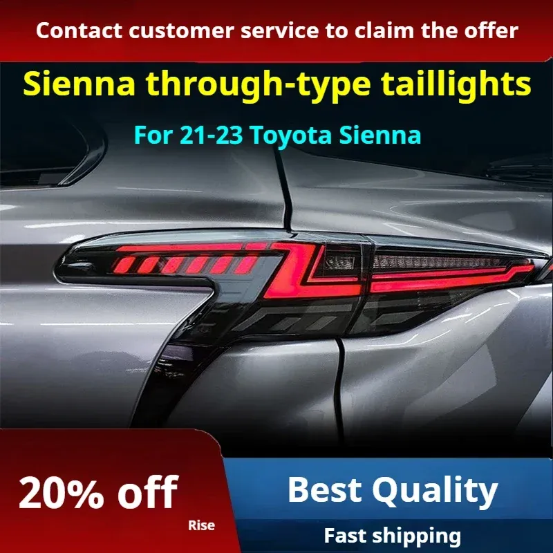 Задние LED-фонари динамический поворотник сквозные для Toyota Sienna (2021-2023), комплект, комплект, FT Carlight Carlight — фото 2