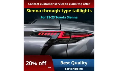 Задние LED-фонари динамический поворотник сквозные для Toyota Sienna (2021-2023), комплект, комплект, FT Carlight Carlight — фото 2