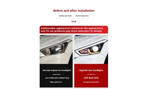 Фары передние LED с ходовыми огнями для Hyundai Creta IX25 (2014-2019), комплект, комплект, FT Carlight Carlight — фото 6