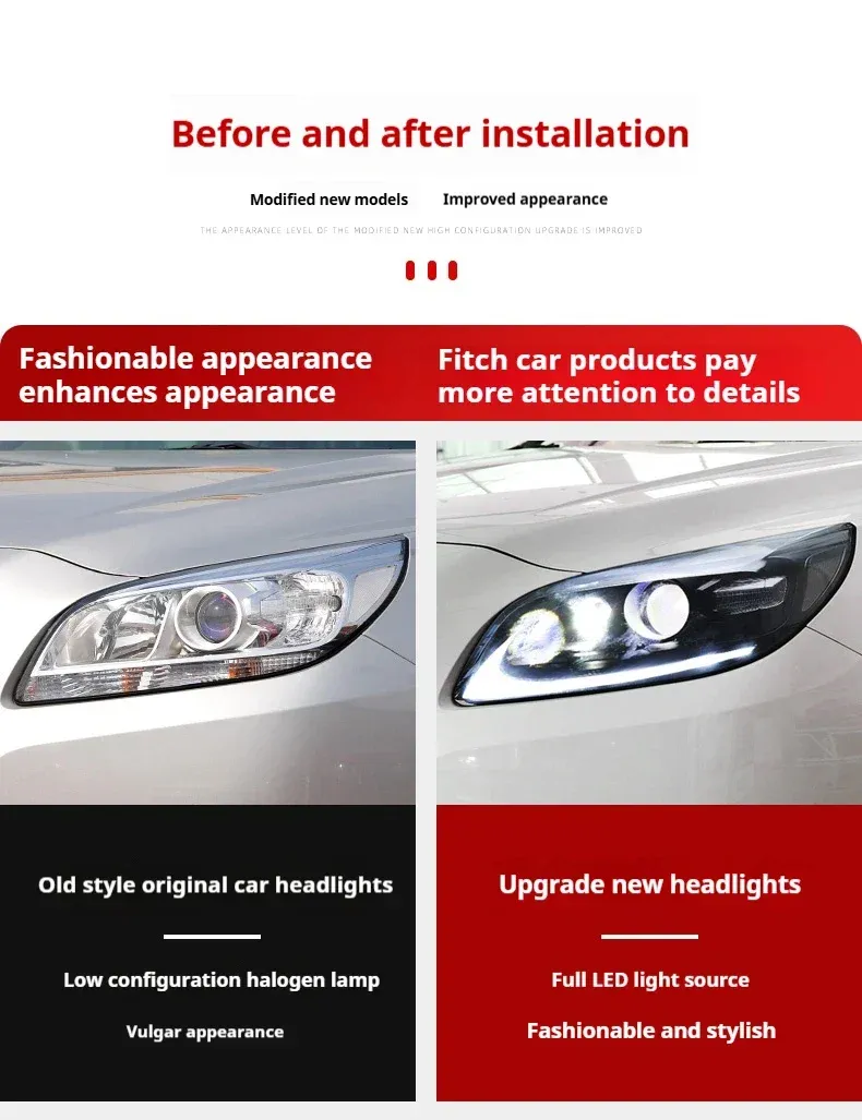 Фары передние LED с ходовыми огнями для Chevrolet Malibu (2012-2014), комплект, комплект, FT Carlight Carlight — фото 6