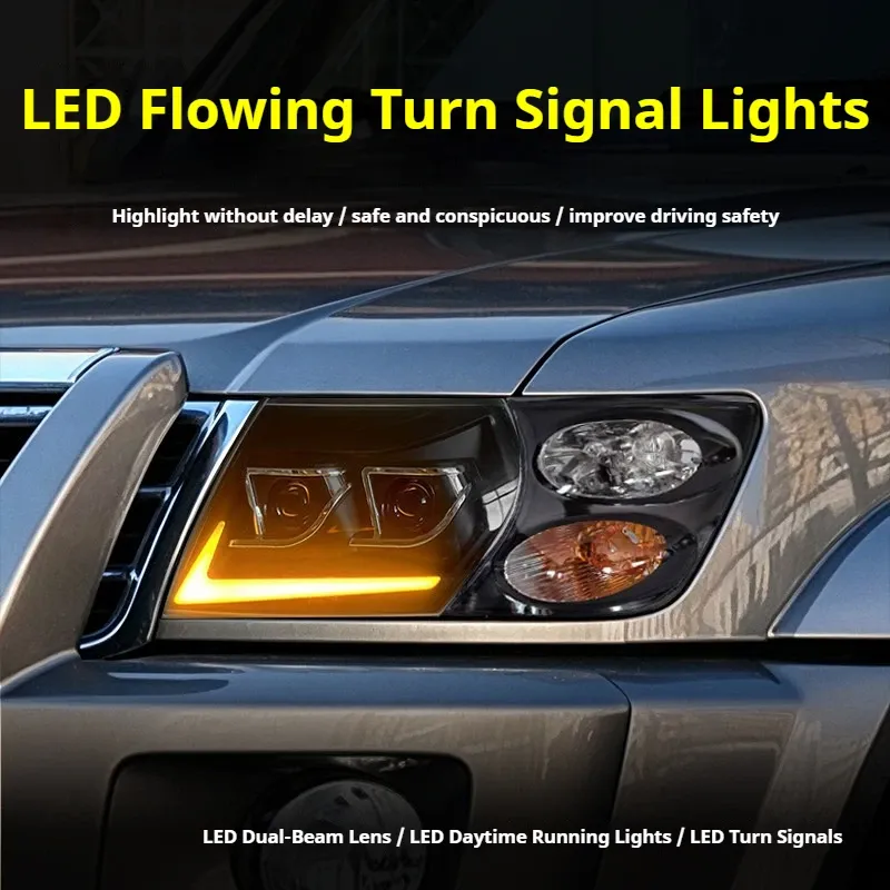 Фары передние LED с ходовыми огнями для Nissan Patrol Y61 (1999-2003), комплект, FT Carlight — фото 3