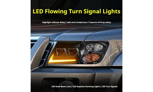 Фары передние LED с ходовыми огнями для Nissan Patrol Y61 (1999-2003), комплект, FT Carlight — фото 3