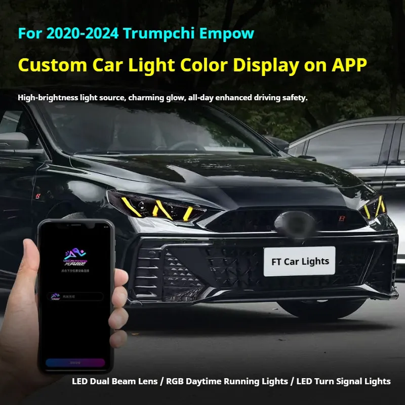 Фары передние LED с ходовыми огнями RGB для Trumpchi Empow (2020-2024), комплект, комплект, FT Carlight Carlight — фото 5
