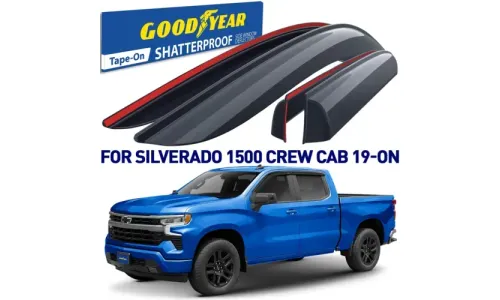 Дефлекторы боковых окон 2019-2024 Chevy Silverado Crew Cab, накладные, GoodYear — фото 1