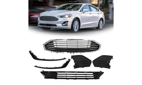 Передняя верхняя и нижняя решетка для Ford Mondeo 2019–2020 годов + крышки противотуманных фар + отделочная полоса — фото 1