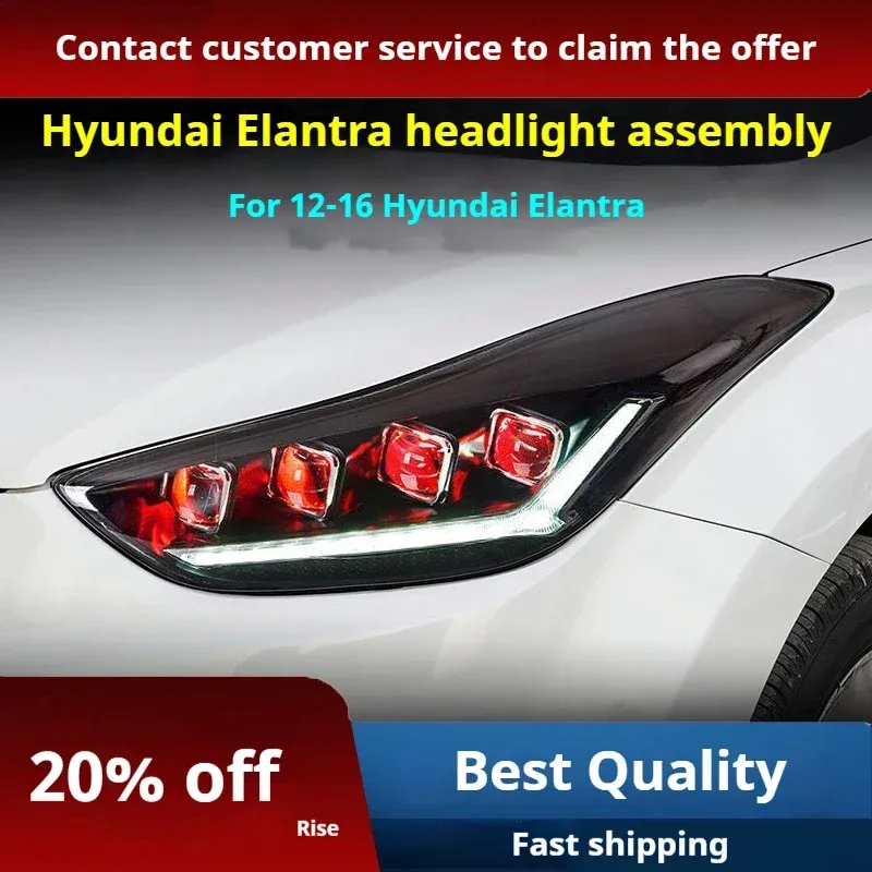 Фары передние LED с ходовыми огнями для Hyundai Elantra (2012-2016), комплект, комплект, FT Carlight Carlight — фото 2