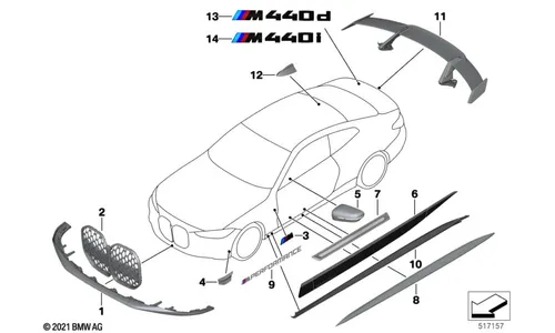 Решетка радиатора для BMW 4-й серии G23/G22, оригинал — фото 1