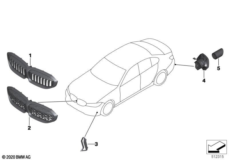 Решётка радиатора M Performance чёрная глянцевая для BMW 3-серии G20/G21, с SA 5DN, оригинал — фото 1