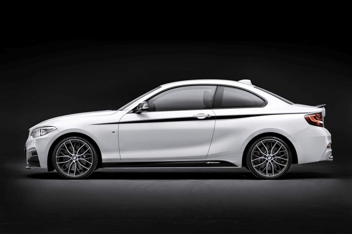 Комплект боковых акцентных полос M Performance для BMW 1-серии F21 и 2-серии F23, чёрно-серебристый, оригинал — фото 1